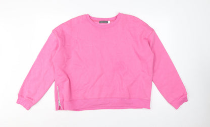Mint Velvet Women’s Pink XL Pullover Sweatshirt Side Zip Cotton Blend