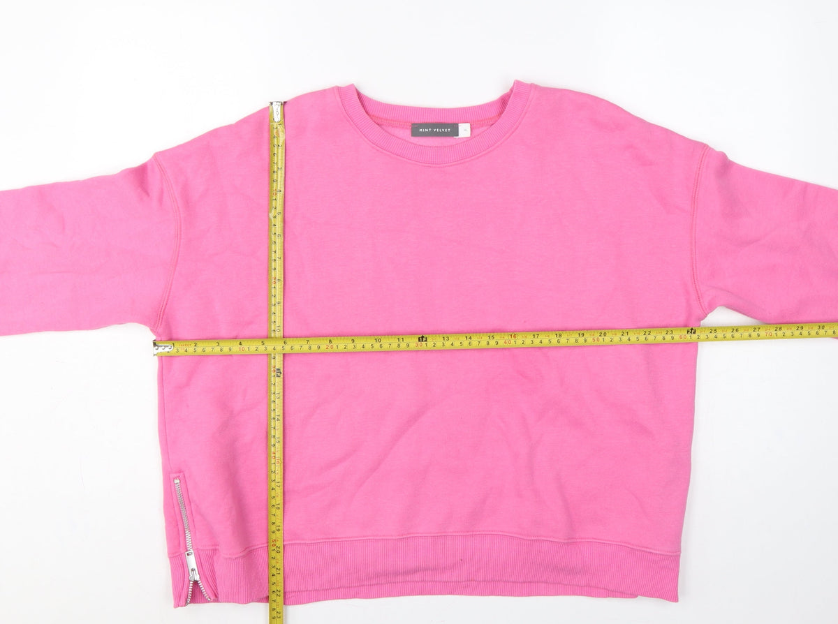 Mint Velvet Women’s Pink XL Pullover Sweatshirt Side Zip Cotton Blend