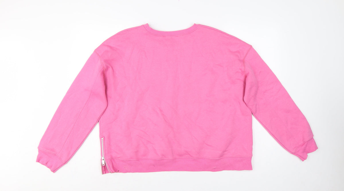 Mint Velvet Women’s Pink XL Pullover Sweatshirt Side Zip Cotton Blend