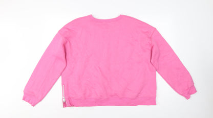 Mint Velvet Women’s Pink XL Pullover Sweatshirt Side Zip Cotton Blend