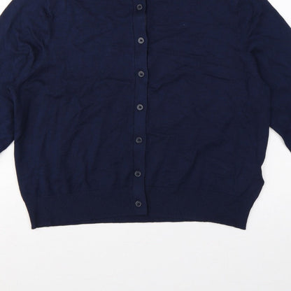 Marks & Spencer Women Navy Size 16 Button Up Knit Cardigan Long Sleeve