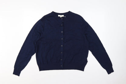 Marks & Spencer Women Navy Size 16 Button Up Knit Cardigan Long Sleeve