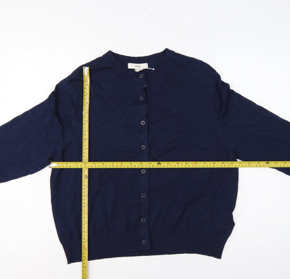 Marks & Spencer Women Navy Size 16 Button Up Knit Cardigan Long Sleeve