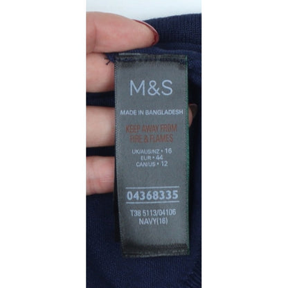 Marks & Spencer Women Navy Size 16 Button Up Knit Cardigan Long Sleeve