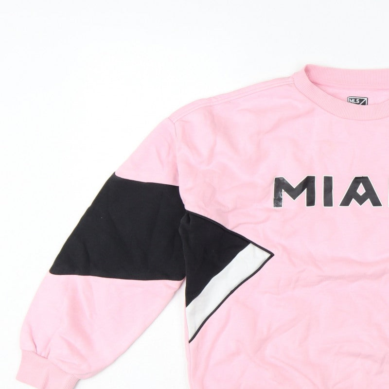 M&S Girls Pink 11-12 Years Pullover MLS Miami Colourblock Sweatshirt