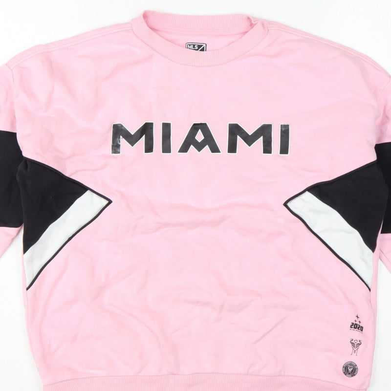M&S Girls Pink 11-12 Years Pullover MLS Miami Colourblock Sweatshirt