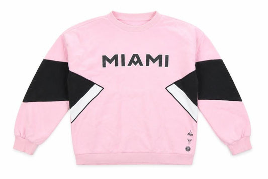 Front view of M&S girls’ pink 11-12 years pullover mls miami colourblock sweatshirt