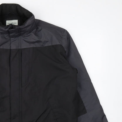 Greenwoods Men’s Black Grey Large Lined Full Zip Jacket Casual