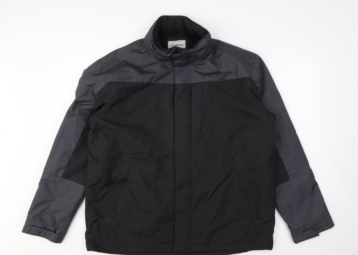 Greenwoods Men’s Black Grey Large Lined Full Zip Jacket Casual