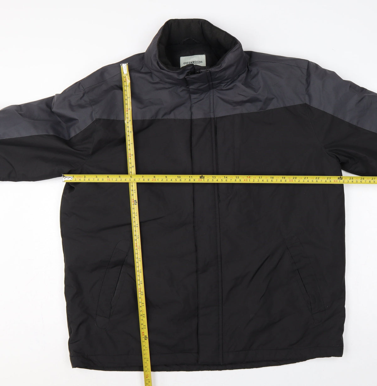 Greenwoods Men’s Black Grey Large Lined Full Zip Jacket Casual