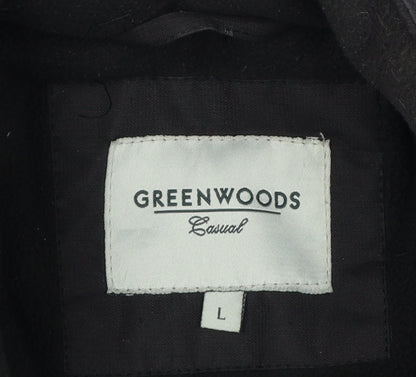 Greenwoods Men’s Black Grey Large Lined Full Zip Jacket Casual