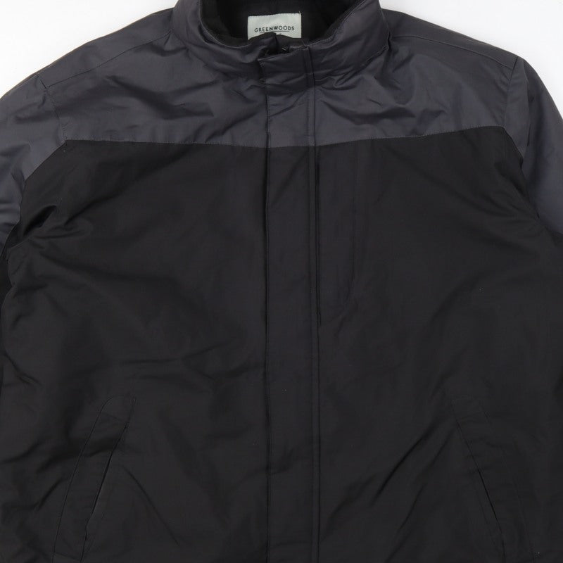 Greenwoods Men’s Black Grey Large Lined Full Zip Jacket Casual