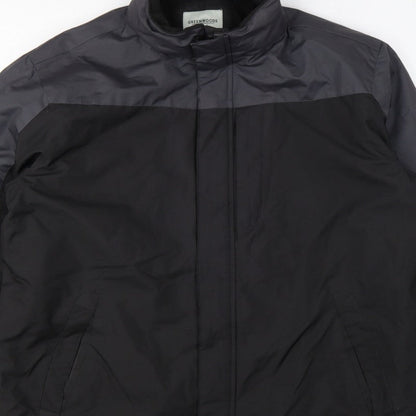 Greenwoods Men’s Black Grey Large Lined Full Zip Jacket Casual