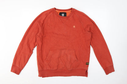 G-Star RAW Men’s Orange M Pullover Crew Neck Logo Sweatshirt