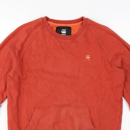G-Star RAW Men’s Orange M Pullover Crew Neck Logo Sweatshirt