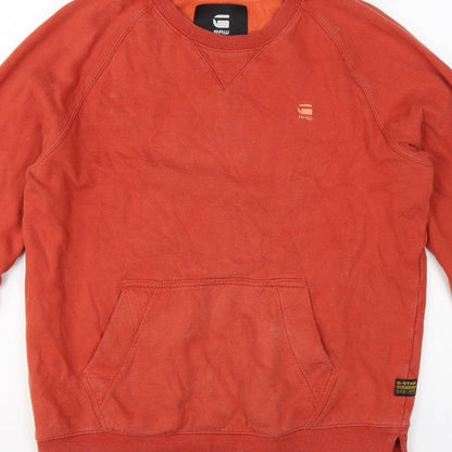 G-Star RAW Men’s Orange M Pullover Crew Neck Logo Sweatshirt