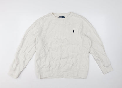 Polo Ralph Lauren Men’s White L Crew Neck Pullover Sweatshirt Logo