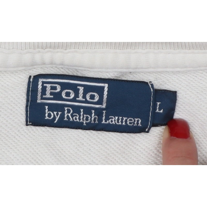 Polo Ralph Lauren Men’s White L Crew Neck Pullover Sweatshirt Logo