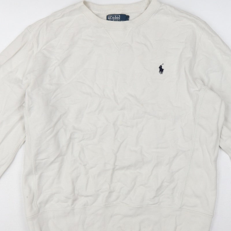 Polo Ralph Lauren Men’s White L Crew Neck Pullover Sweatshirt Logo