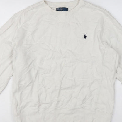 Polo Ralph Lauren Men’s White L Crew Neck Pullover Sweatshirt Logo