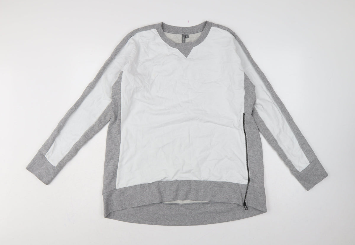 Sweaty Betty Women's Grey White M Colourblock Zip Sweatshirt Pullover