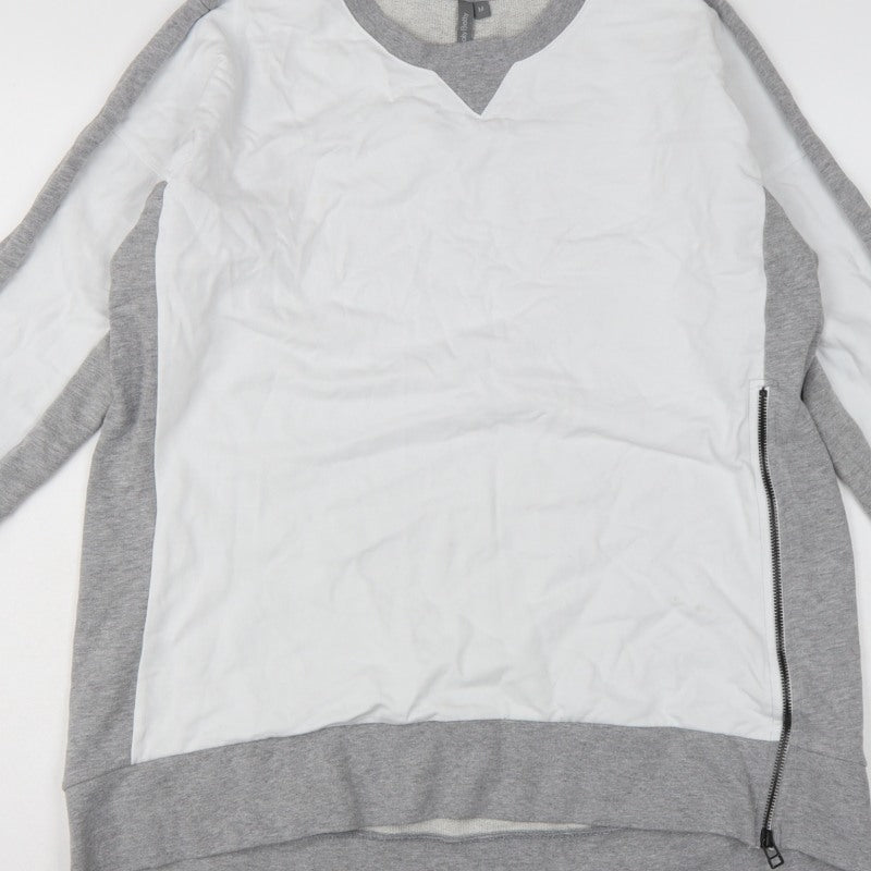 Sweaty Betty Women's Grey White M Colourblock Zip Sweatshirt Pullover