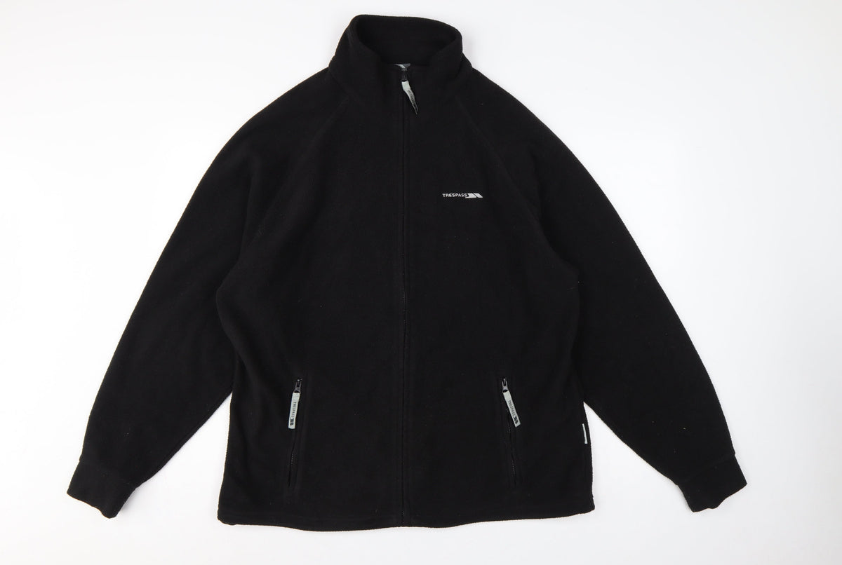 Trespass Men’s Black L Fleece Full Zip Outdoor Jacket Stand-Up Collar