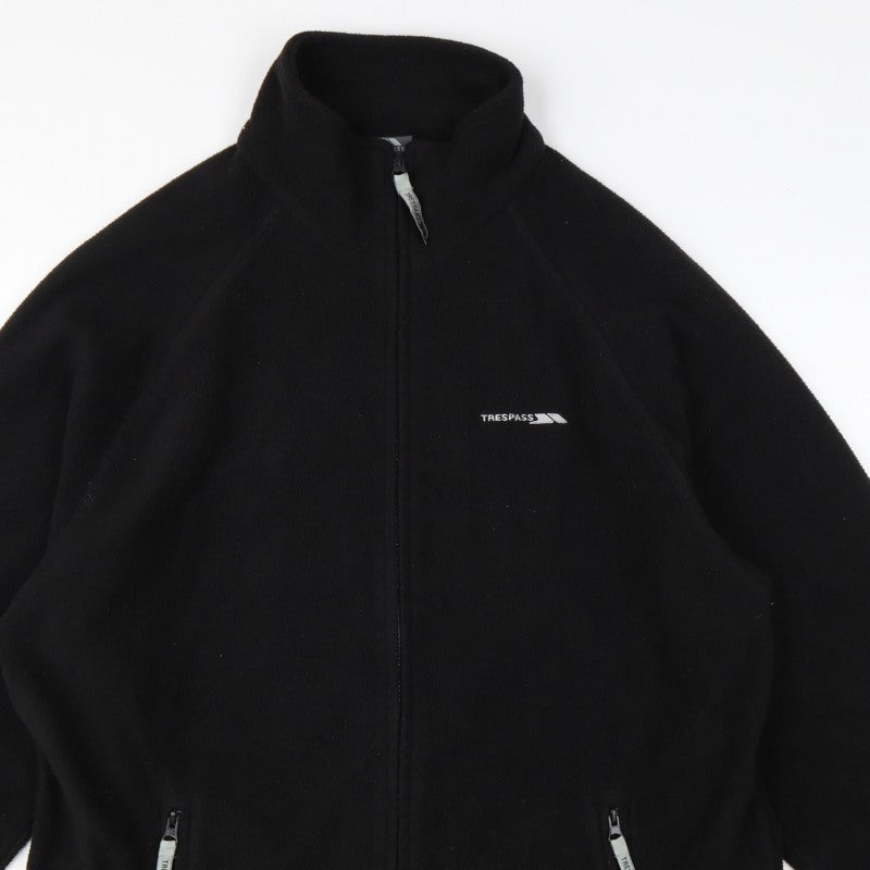 Trespass Men’s Black L Fleece Full Zip Outdoor Jacket Stand-Up Collar