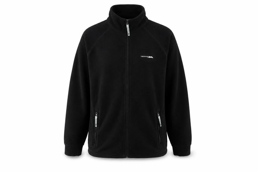 Trespass Men’s Black L Fleece Full Zip Outdoor Jacket Stand-Up Collar