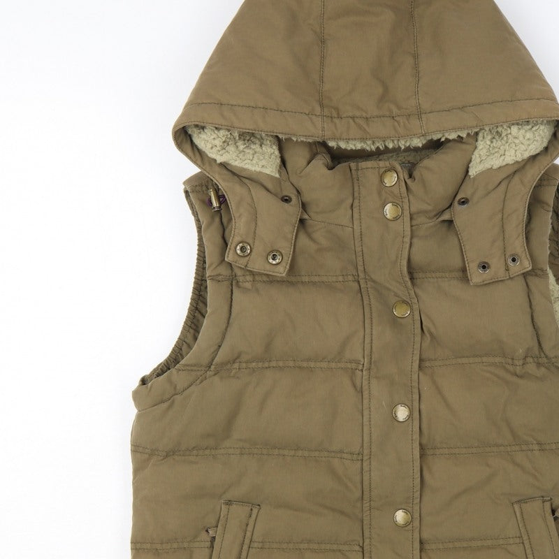 Boden Women’s Brown UK 8 Hooded Down Padded Puffer Gilet Waistcoat