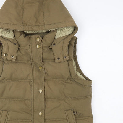 Boden Women’s Brown UK 8 Hooded Down Padded Puffer Gilet Waistcoat