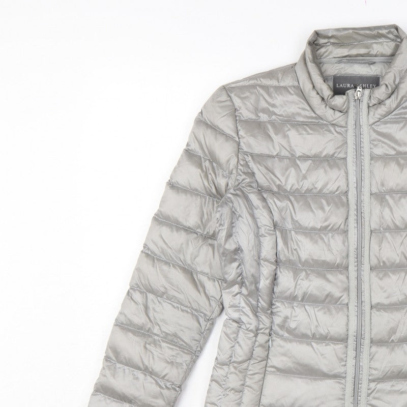 Laura Ashley Women Grey UK 8 Quilted Down Puffer Jacket