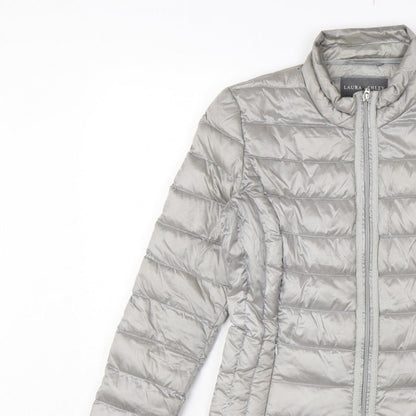 Laura Ashley Women Grey UK 8 Quilted Down Puffer Jacket