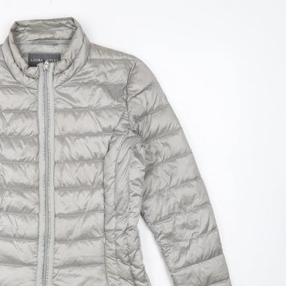 Laura Ashley Women Grey UK 8 Quilted Down Puffer Jacket