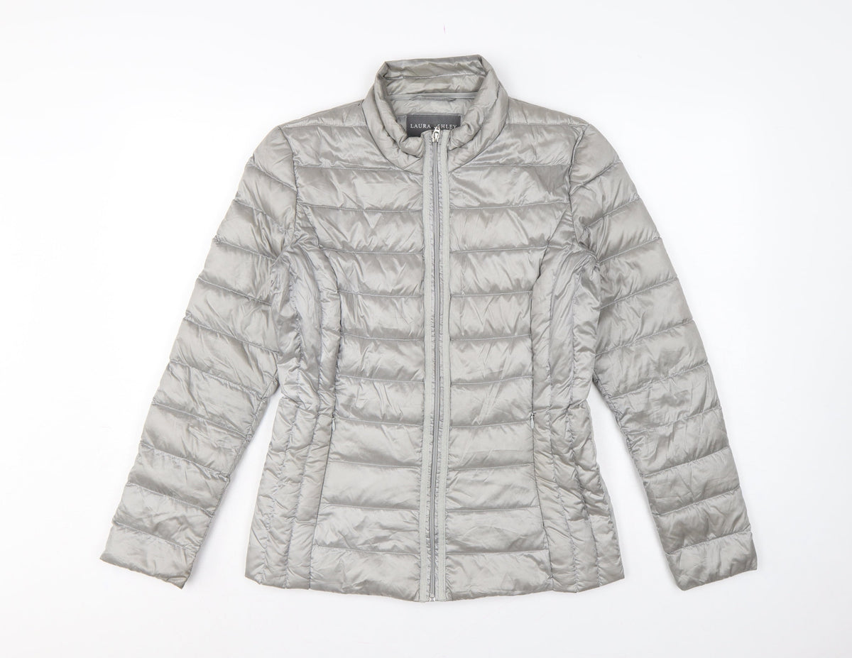 Laura Ashley Women Grey UK 8 Quilted Down Puffer Jacket