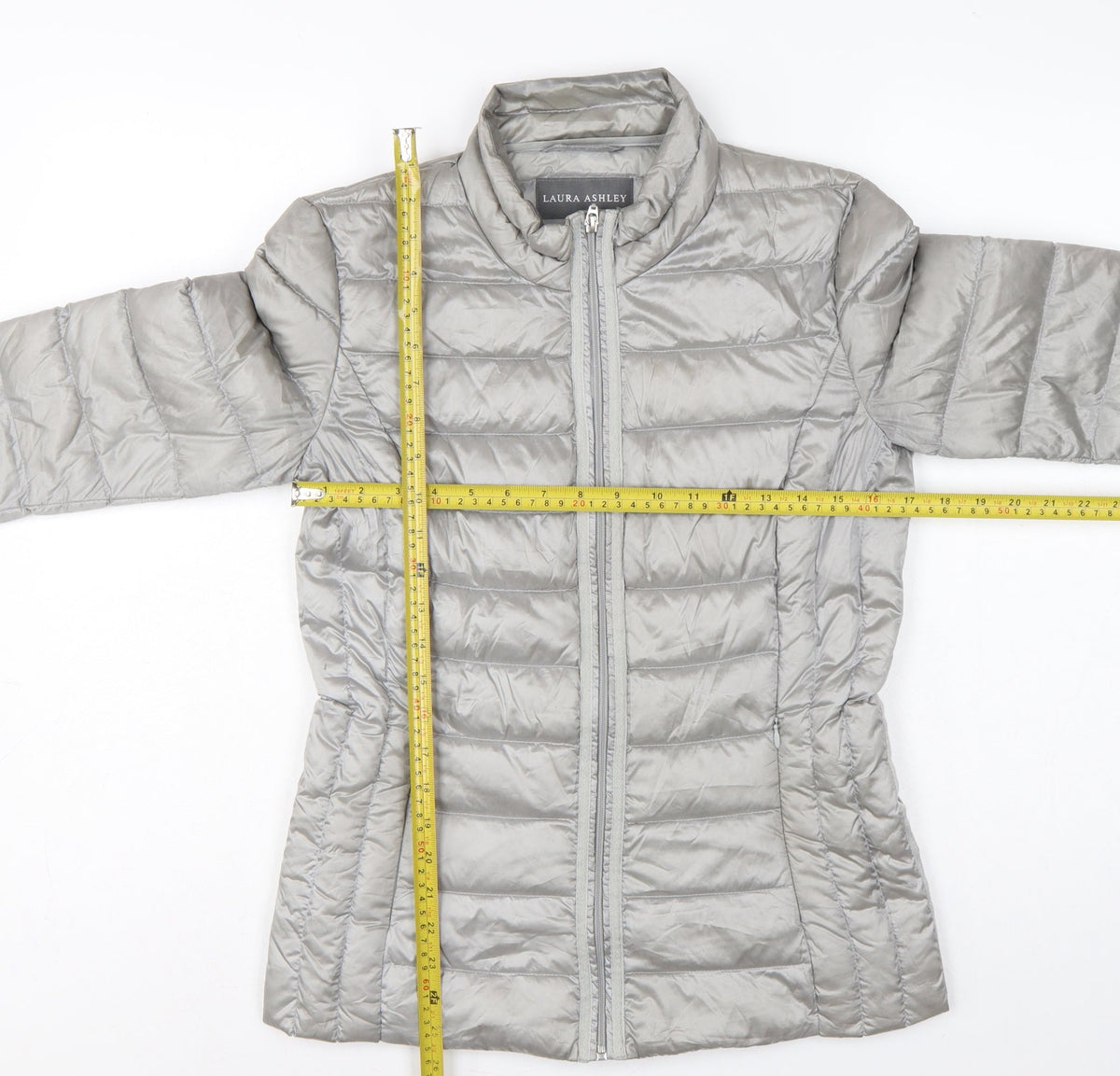 Laura Ashley Women Grey UK 8 Quilted Down Puffer Jacket