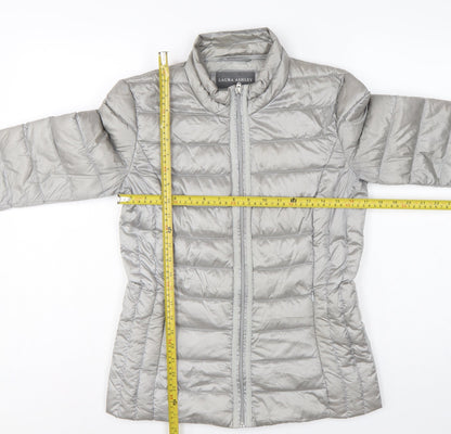 Laura Ashley Women Grey UK 8 Quilted Down Puffer Jacket