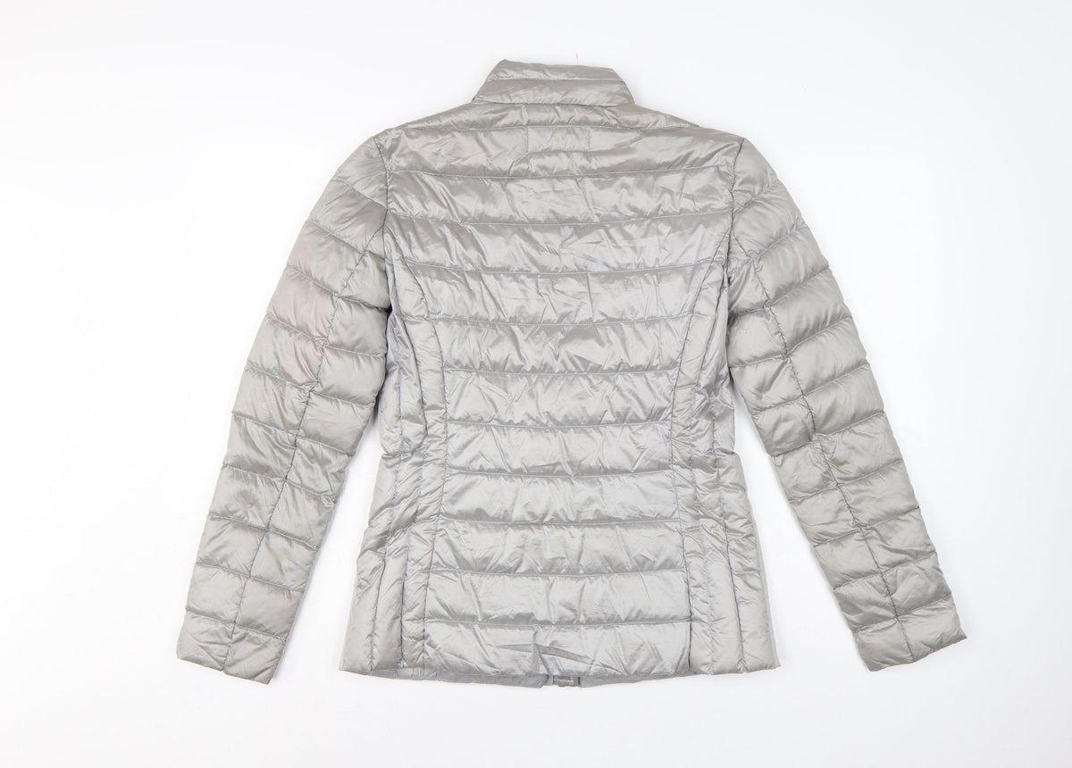 Laura Ashley Women Grey UK 8 Quilted Down Puffer Jacket