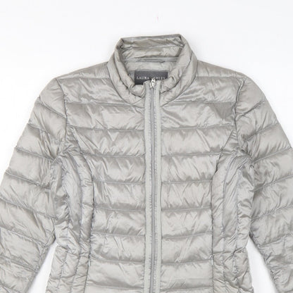 Laura Ashley Women Grey UK 8 Quilted Down Puffer Jacket