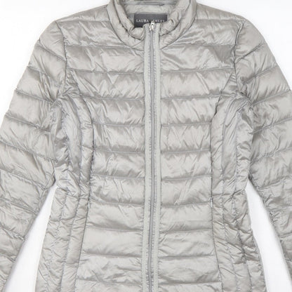 Laura Ashley Women Grey UK 8 Quilted Down Puffer Jacket