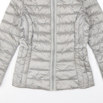 Laura Ashley Women Grey UK 8 Quilted Down Puffer Jacket