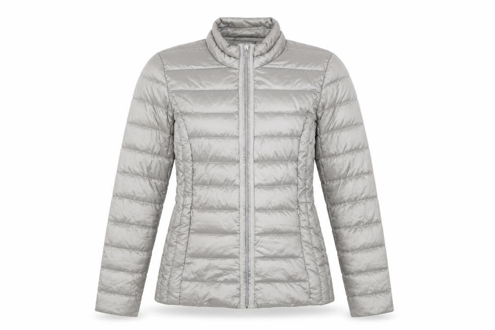 Laura Ashley Women Grey UK 8 Quilted Down Puffer Jacket