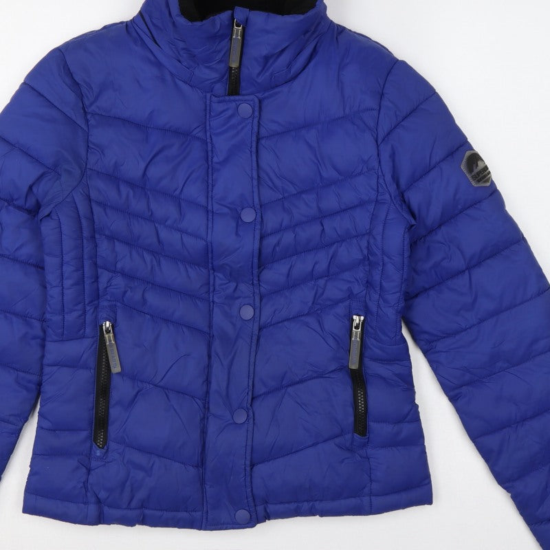 Superdry Women’s Blue UK 8 Puffer Jacket Quilted Insulated