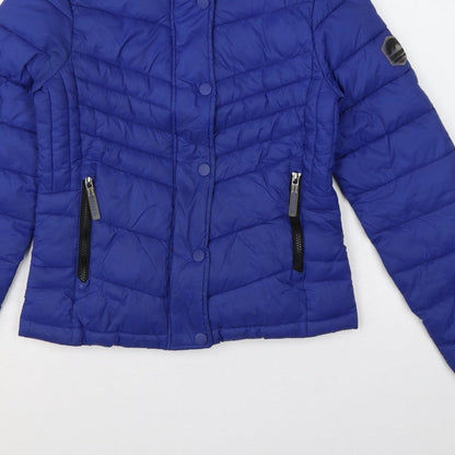 Superdry Women’s Blue UK 8 Puffer Jacket Quilted Insulated