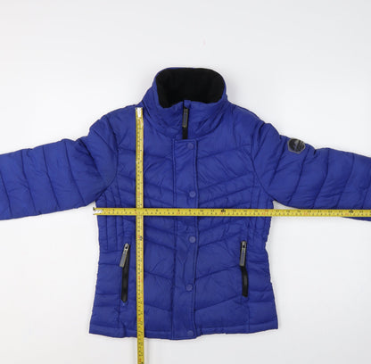 Superdry Women’s Blue UK 8 Puffer Jacket Quilted Insulated