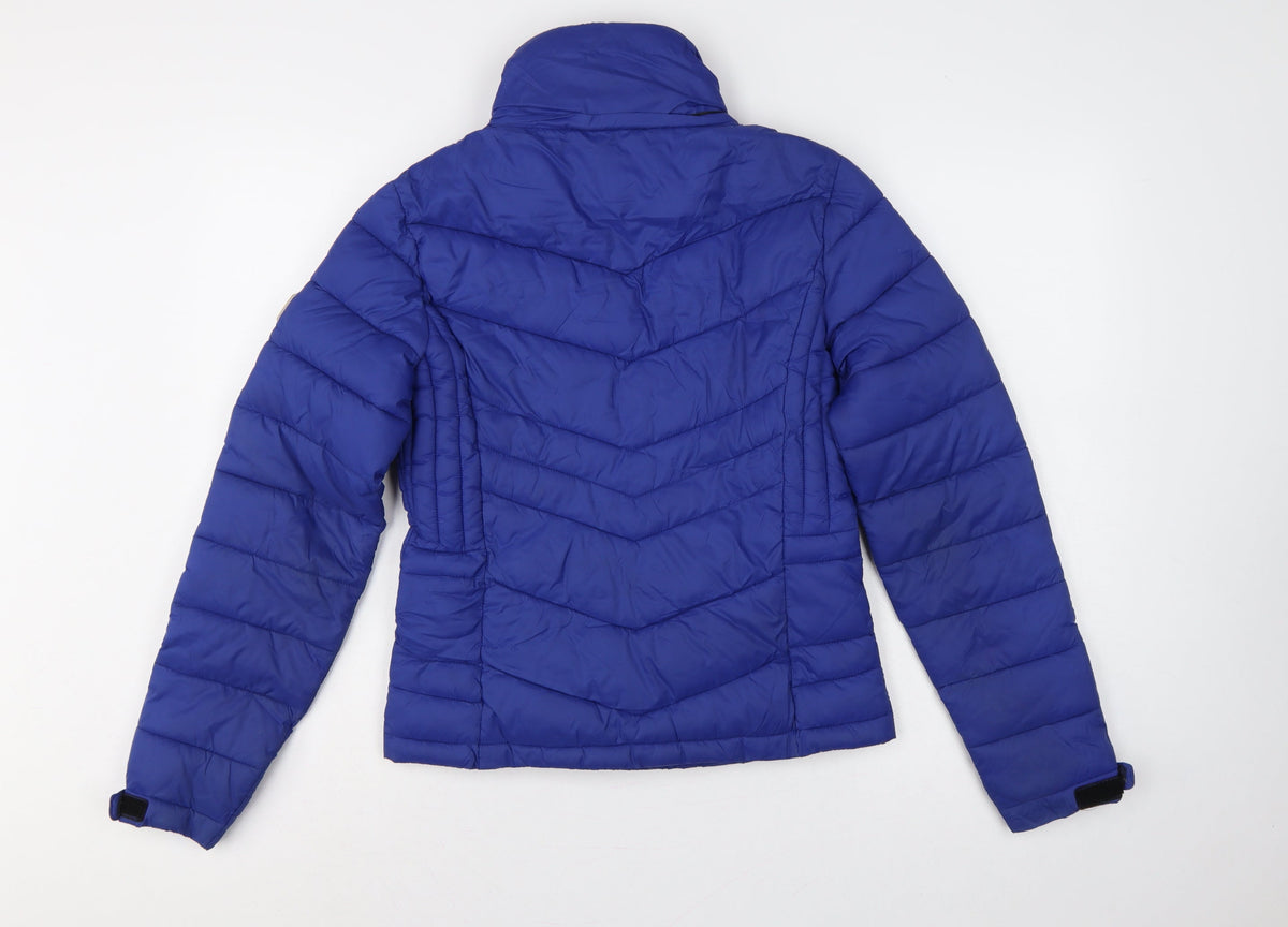 Superdry Women’s Blue UK 8 Puffer Jacket Quilted Insulated