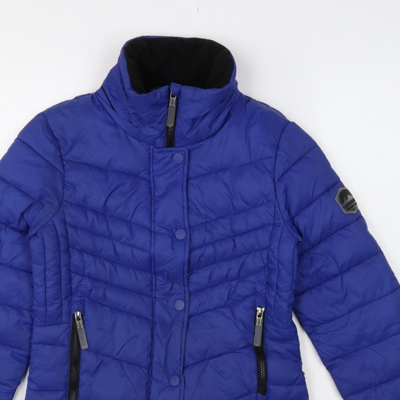 Superdry Women’s Blue UK 8 Puffer Jacket Quilted Insulated