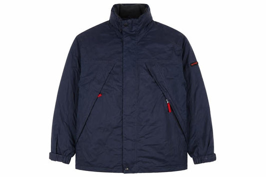 Front view of ES Sport Men’s Blue L Padded Parka Jacket Full Zip Outdoor