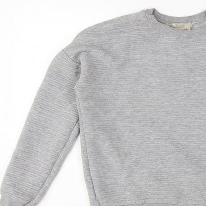Zara Trafaluc Women Grey S Pullover Crew Neck Sweatshirt