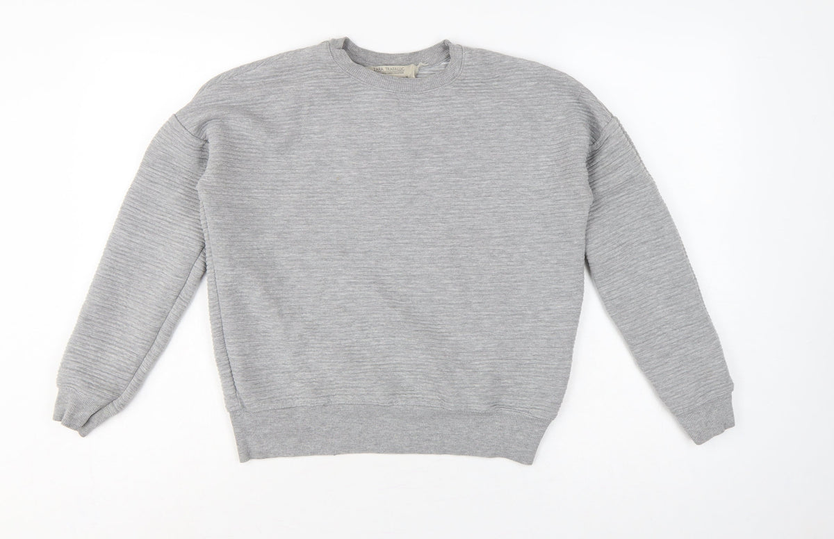Zara Trafaluc Women Grey S Pullover Crew Neck Sweatshirt